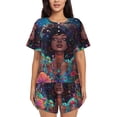 thumbnail image 1 of Pofeuu Cosmic Garden Woman Portrait Print Women's Pajama Set Short/Shorts Soft Button PJs Elastic Drawstring Waist Sleepwear-Medium, 1 of 6