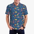 thumbnail image 1 of Pofeuu Cosmos Rockets Print Men's Loose Fit Midweight Short-Sleeve Pocket Polo-3X-Large, 1 of 6