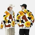 Pofeuu Cow Print Sunflower Print Sun Protection Outdoor Lightweight