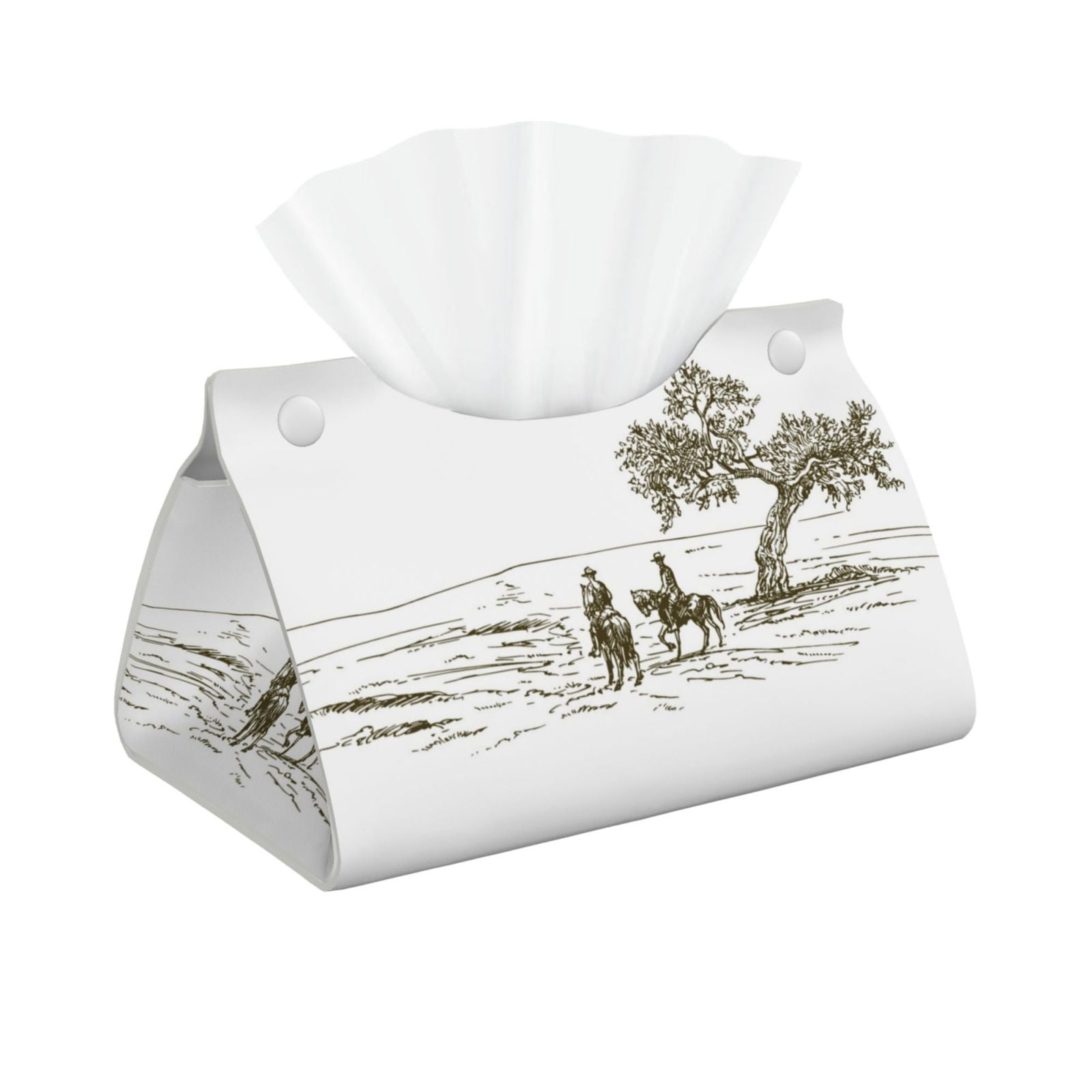 Pofeuu Cowboys Riding A Horse Near A Tree Print Tissue Box Cover ...