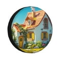 Pofeuu Cozy Cartoon Backyard Print Spare Tire Wheel Cover for Car Truck