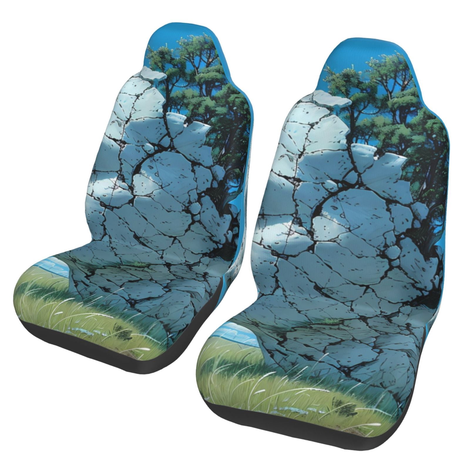 Black Cracked Marble Car Seat Covers