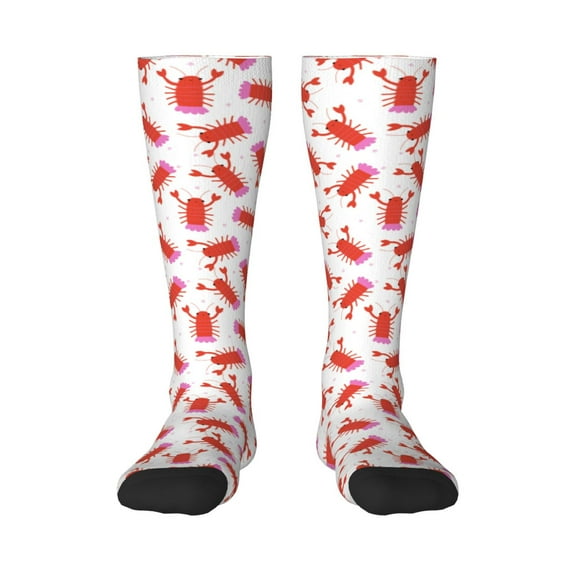 Pofeuu Crayfish And Hearts Print Stockings, Adult Running Hiking Socks for Youth and Adult