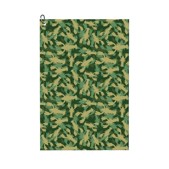 Pofeuu Crayfish Army Print Premium Golf Towel with Carabiner Clip Absorbent Microfiber Waffle Pattern Golf Towel for Golf Bag Trolly Belt Loop