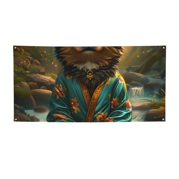 Pofeuu Creekside Meditating Puppy Print Colorful Yard Festival Banner Sign Party Outdoor & Indoor Party Decoration Banne Festival Yard Sign-Small