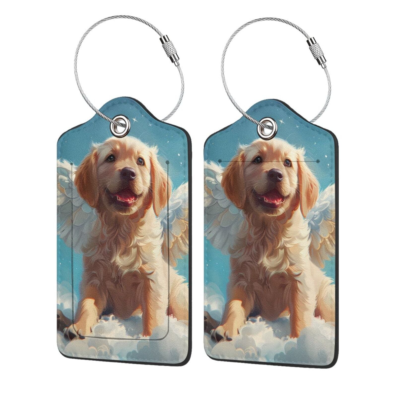 Pofeuu Cute Angel Winged Dog Print Luggage Tags, Privacy Cover ID Label