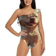 thumbnail image 1 of Pofeuu Cute Angel Winged Dog Print Women's One Piece Swimsuits One Shoulder Swimwear Asymmetric Ruffle Monokinis Bathing Suits-Medium, 1 of 6