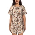 thumbnail image 1 of Pofeuu Cute Autumn Turkey Print Women's Pajama Set Short/Shorts Soft Button PJs Elastic Drawstring Waist Sleepwear-XX-Large, 1 of 6