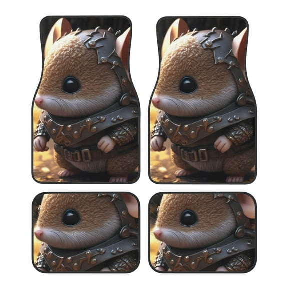 Pofeuu Cute Big-Eared Mouse Print Car Foot Mat Set of 4 Pieces - All-Weather Full Set Floor Mats for Cars Trucks SUVs