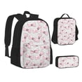 thumbnail image 1 of Pofeuu Cute Bow Tie Print Backpack Travel Backpacks With Lunch Bag Pencil Bag Set 3 pcs Set Cartoon Backpack, 1 of 7