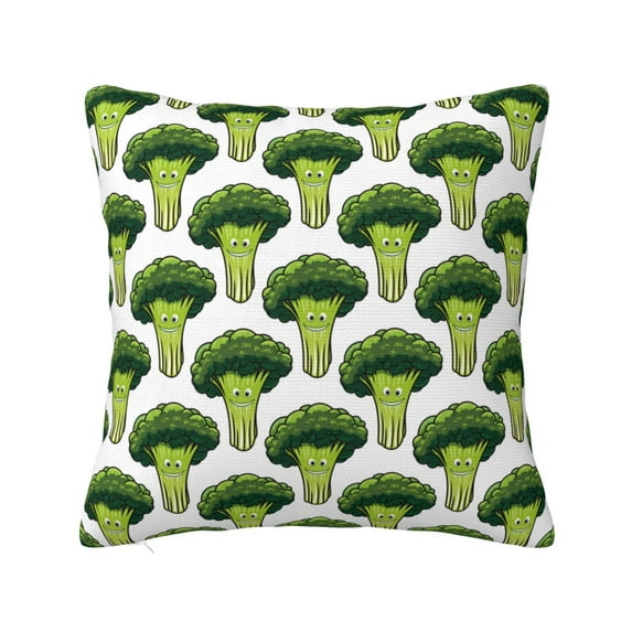 Pofeuu Cute Broccoli Print Double-sided plush pillowcase Square Throw Pillow Covers Pillows Cover for Living Room Bedroom Sofa Couch Cushion Cover(No pillow core)-24"x24"