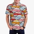 thumbnail image 1 of Pofeuu Cute Cars Print Men's Loose Fit Midweight Short-Sleeve Pocket Polo-Small, 1 of 6