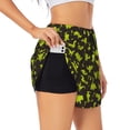 thumbnail image 1 of Pofeuu Cute Cartoon Dinosaurs Green Silhouette Pattern Print Women's Athletic Shorts Running Workout Shorts Tummy Control Quick Dry Gym Shorts with Pockets Double layer sports shorts-Medium, 1 of 7