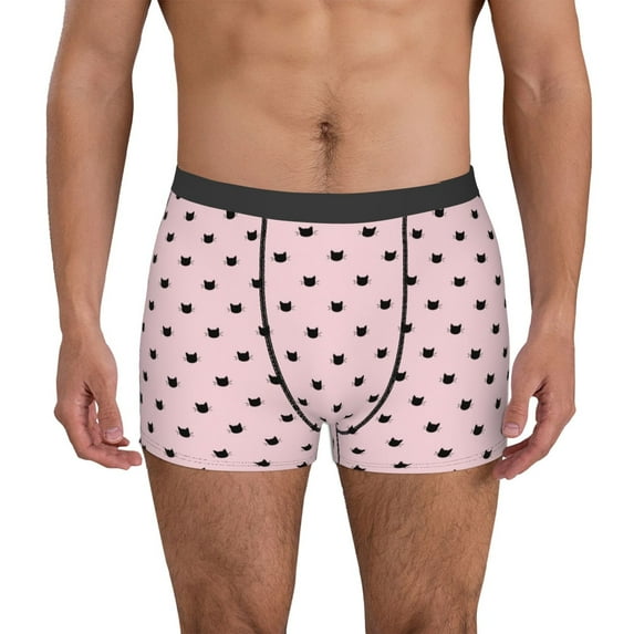 Pofeuu Cute Cat Print Men’s Boxer Briefs, Moisture-Wicking Underwear, Regular,Trunk-Large