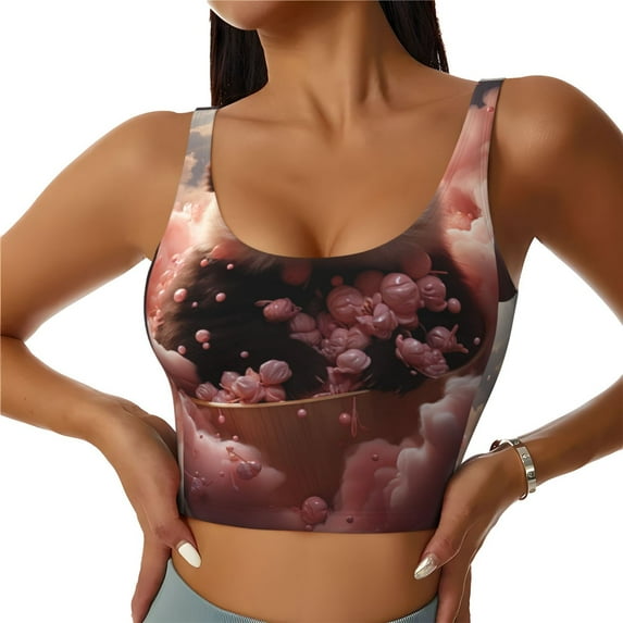 Pofeuu Cute Cloud Panda Print Sports Bra for Women Sexy Vest Yoga Running Gym Fitness Crop Bras Tops-Large