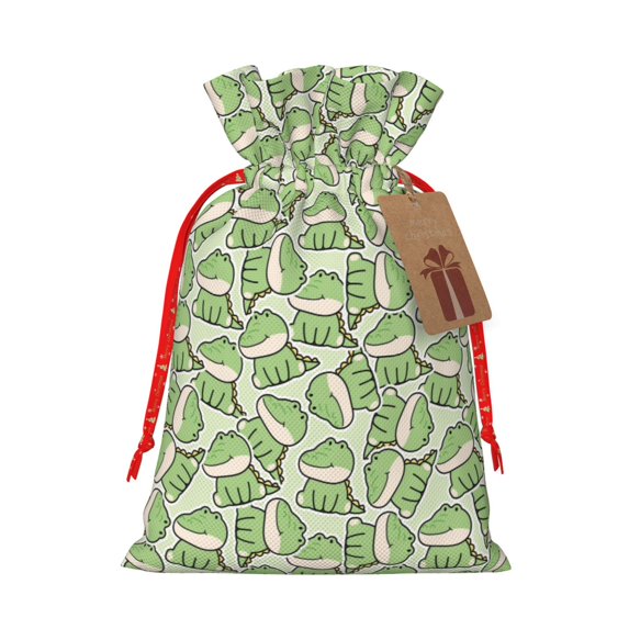Pofeuu Cute Crocodile Print Burlap Bags with Drawstrings Drawstring Gift Bags Pouch Bag for Thankgiving Birthday Party Gift Wrapping Treats and Party Favors-Small
