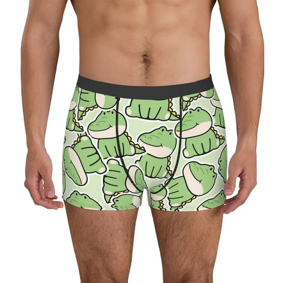 Pofeuu Cute Crocodile Print Men’s Boxer Briefs, Moisture-Wicking Underwear, Regular,Trunk-Medium