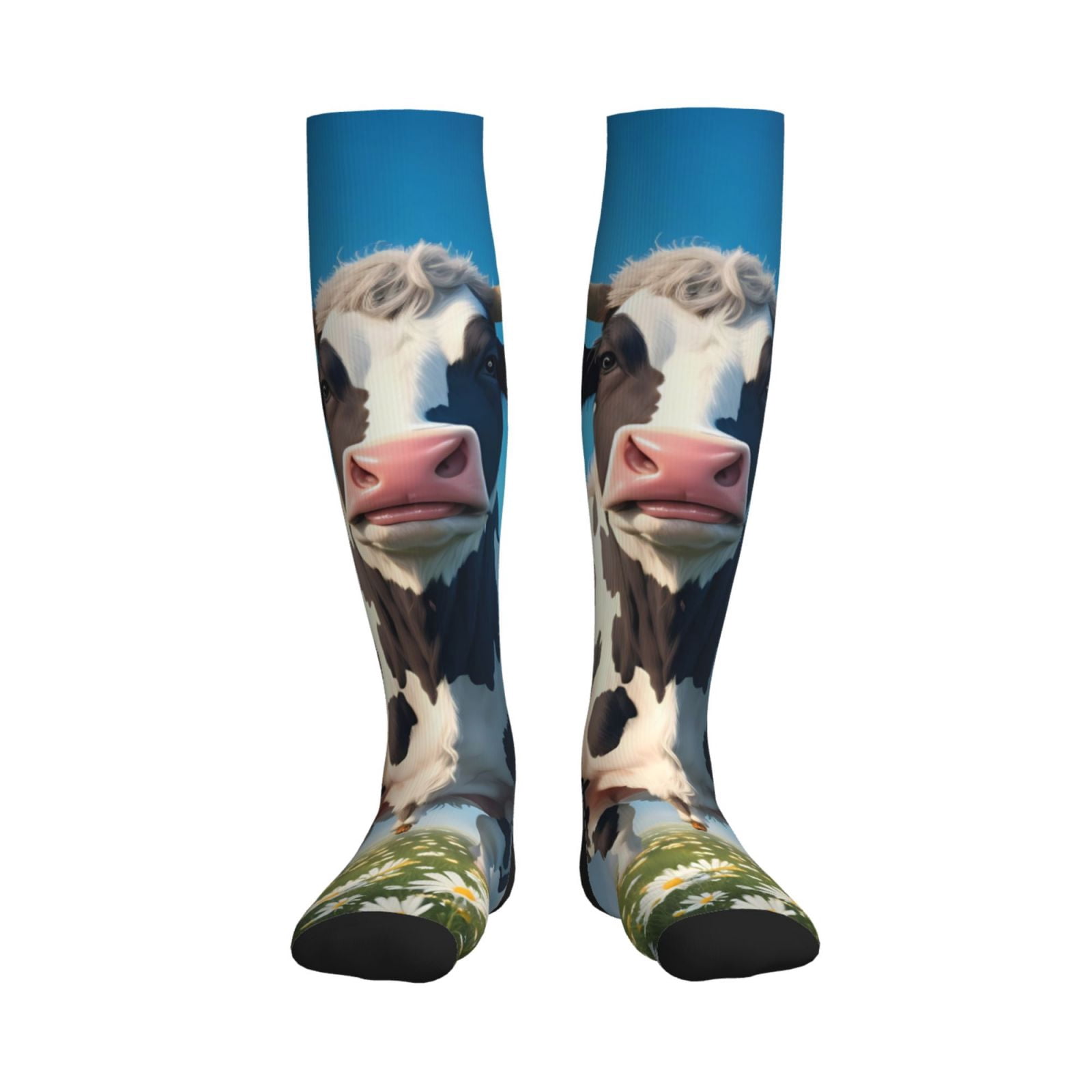 Pofeuu Cute Daisy Cow A Print Compression Socks for Women & Men ...