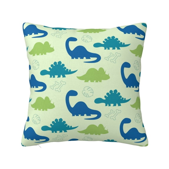 Pofeuu Cute Dinosaur Blue Green Print Double-sided plush pillowcase Square Throw Pillow Covers Pillows Cover for Living Room Bedroom Sofa Couch Cushion Cover(No pillow core)-26"x26"