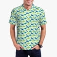 thumbnail image 1 of Pofeuu Cute Dinosaur Blue Green Print Men's Loose Fit Midweight Short-Sleeve Pocket Polo-3X-Large, 1 of 6
