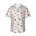 thumbnail image 1 of Pofeuu Cute Dinosaur Print Hawaiian Shirt for Men Sleeves Casual Button Down Summer Beach Dress Shirts T-Shirts,Large, 1 of 1