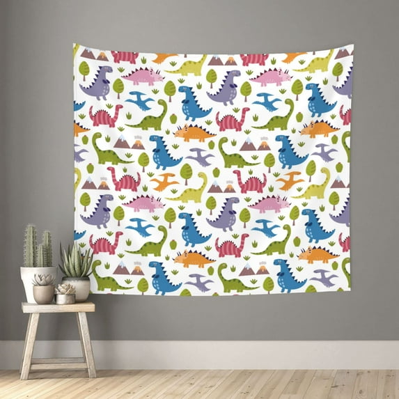 Pofeuu Cute Dinosaur Print Wall Tapestry Decoration Wall Hanging Tapestry 60 x 51 Inch