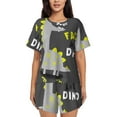 thumbnail image 1 of Pofeuu Cute Dinosaur Print Women's Pajama Set Short/Shorts Soft Button PJs Elastic Drawstring Waist Sleepwear-Large, 1 of 6