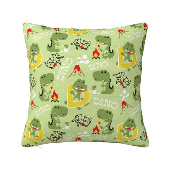Pofeuu Cute Dinosaurs Cartoon Print Double-sided plush pillowcase Square Throw Pillow Covers Pillows Cover for Living Room Bedroom Sofa Couch Cushion Cover(No pillow core)-18"x18"