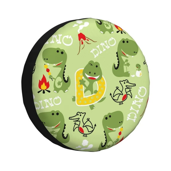 Pofeuu Cute Dinosaurs Cartoon Print Spare Tire Wheel Cover for Car Truck SUV Camper Universal Fit Spare Tire Cover RV Spare Tire Covers-17 inch