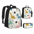 thumbnail image 1 of Pofeuu Cute Dinosaurs Print Backpack Travel Backpacks With Lunch Bag Pencil Bag Set 3 pcs Set Cartoon Backpack, 1 of 7
