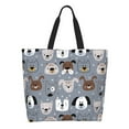 thumbnail image 1 of Pofeuu Cute Dog Faces Print Reusable Grocery Bags - Washable, Foldable, Packable Tote, Large Handles, Heavy Duty, Zippered Top Pouch, 1 of 8