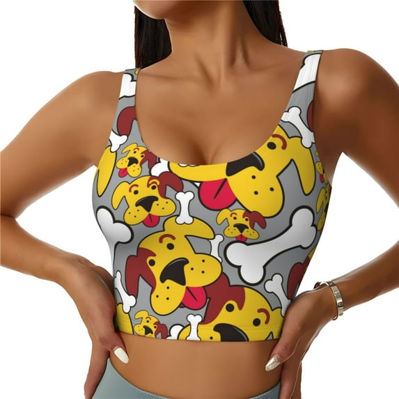 Pofeuu Cute Dog Print Sports Bra for Women Sexy Vest Yoga Running Gym Fitness Crop Bras Tops-XX-Large
