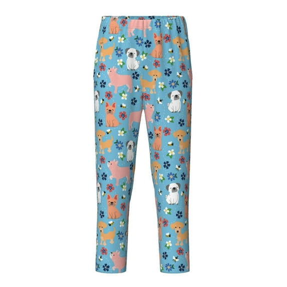 Pofeuu Cute Dog Print Teenagers' Pajama Pants, Soft Lounge Pajama Pants with big pockets for Men Plaid Pj Bottoms-Small