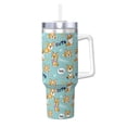 thumbnail image 1 of Pofeuu Cute Dogs Corgi Print 40oz Ice Bully With Handle And Straw Stainless Steel Vacuum Insulated Cup And 2 In 1 Straw Lid, 1 of 8