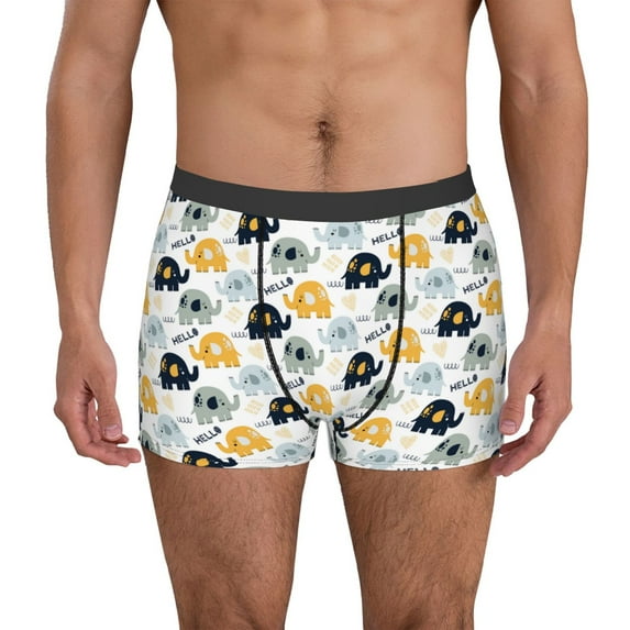 Pofeuu Cute Elephant Print Men’s Boxer Briefs, Moisture-Wicking Underwear, Regular,Trunk-X-Large