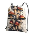 thumbnail image 1 of Pofeuu Cute Forest Mushrooms Print Drawstring Backpack Water Resistant String Bag Sports Sackpack Gym Sack with Side Pocket for Men Women, 1 of 6
