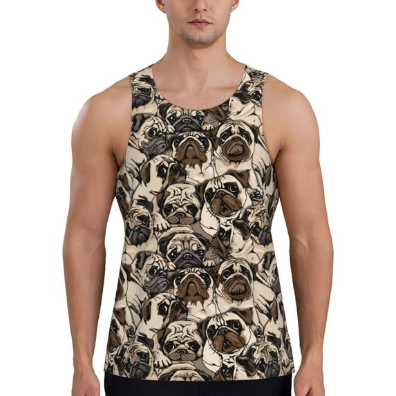 Pofeuu Cute French Bulldog Print Men's Workout Tank Tops Sleeveless Muscle Gym Shirt Quick Dry-XX-Large