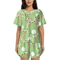 thumbnail image 1 of Pofeuu Cute Frog2 Print Women's Pajama Set Short/Shorts Soft Button PJs Elastic Drawstring Waist Sleepwear-Medium, 1 of 6