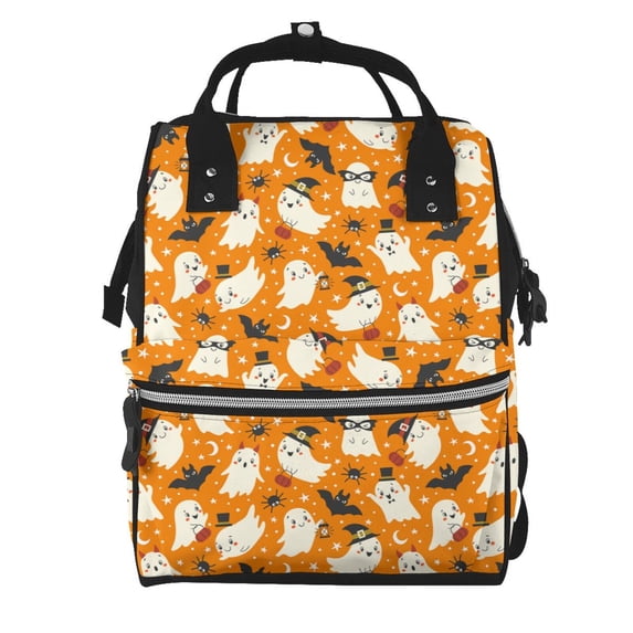 Pofeuu Cute Ghosts Print Diaper Bag Backpack, Multifunction Travel Pack Maternity Baby Changing Bags, Large Capacity, Waterproof