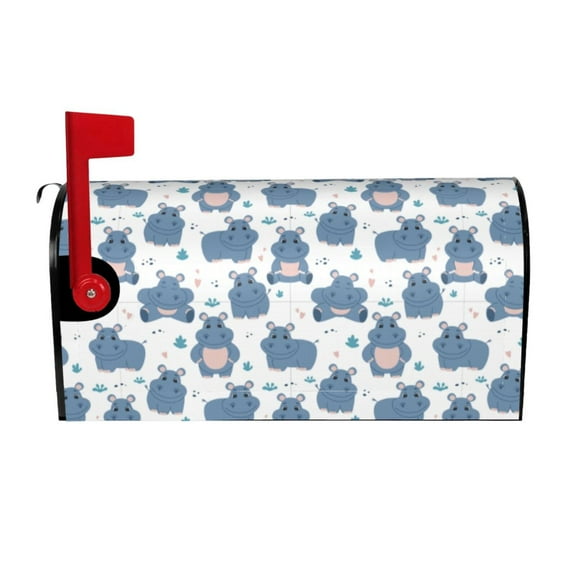 Pofeuu Cute Hippos Print Mailbox Covers Letterbox Cover Mailbox Wrap for Home Garden Yard Outdoor Decor -21x18 in