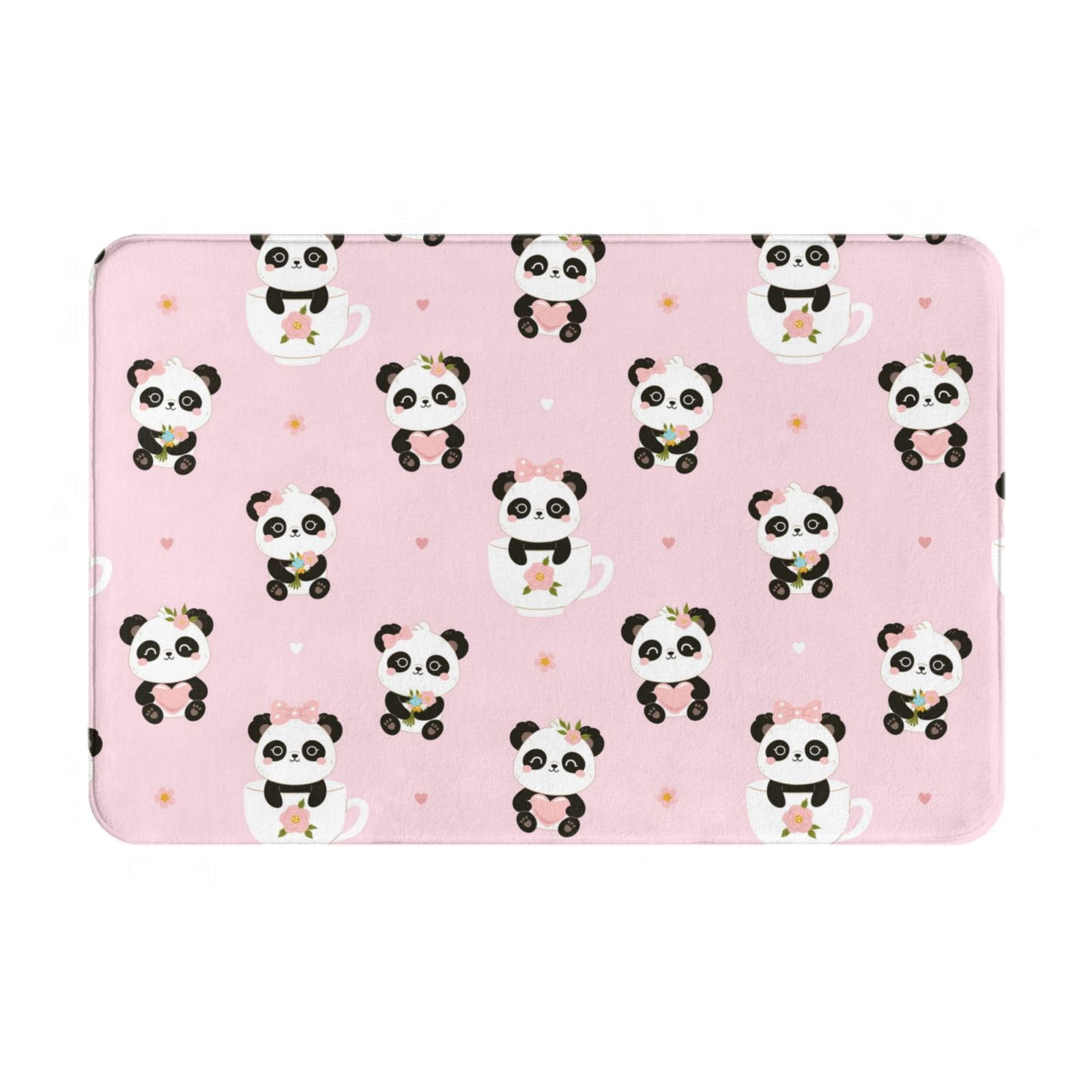 Pofeuu Cute Kawaii Panda Print Flannel Doormats Rug16