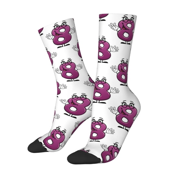 Pofeuu Cute Number 8 Print Crew Socks, Adult Running Hiking Socks for Youth and Adult