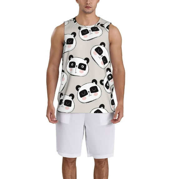 Pofeuu Cute Panda Print Basketball Jersey, Shirts for Men Youth Basketball Jersey Crew Neck-Small