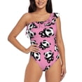 thumbnail image 1 of Pofeuu Cute Panda Print Women's One Piece Swimsuits One Shoulder Swimwear Asymmetric Ruffle Monokinis Bathing Suits-Medium, 1 of 6