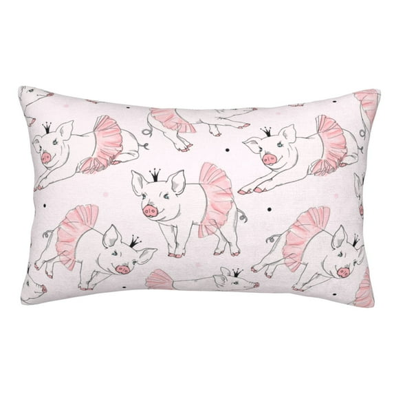 Pofeuu Cute Piggy Ballerina Print Polyester Microfiber Plush Pillowcases, Super Soft and Cozy Pillow Case Covers with Envelop Closure(Pillow core not included)-20"x30"