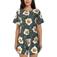 thumbnail image 1 of Pofeuu Cute Poached Eggs Print Women's Pajama Set Short/Shorts Soft Button PJs Elastic Drawstring Waist Sleepwear-4X-Large, 1 of 6