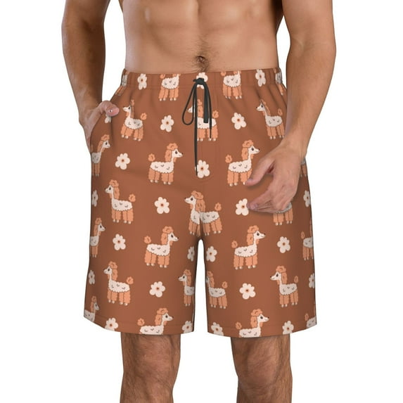 Pofeuu Cute Poodle Dog Prin Men's Swim Trunks Quick Dry Bathing Suit Swimming Board Shorts Mesh Lining Beach Swimwear-Medium