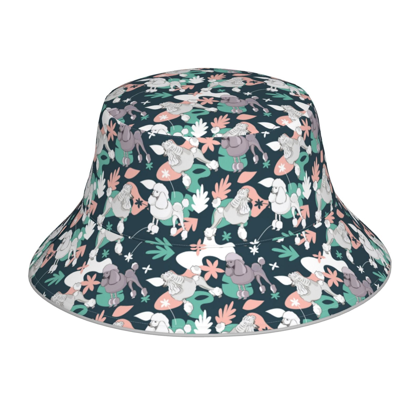 Pofeuu Cute Poodle Dog Print Bucket Hat for Women Men Reflective Bucket