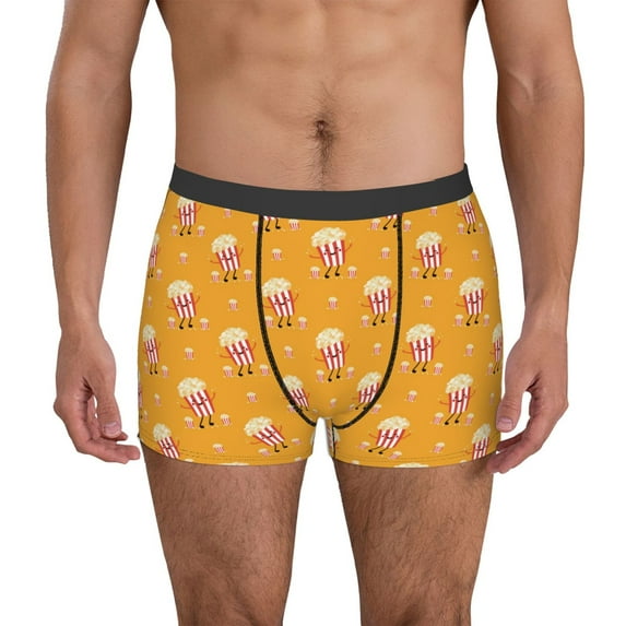 Pofeuu Cute Popcorn Print Men’s Boxer Briefs, Moisture-Wicking Underwear, Regular,Trunk-XX-Large