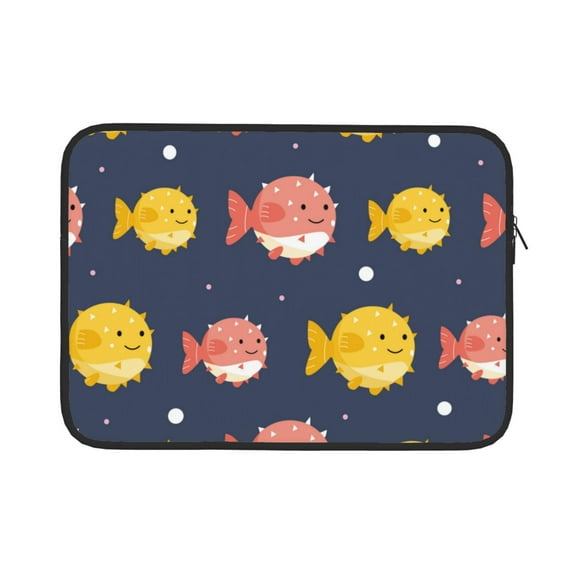 Pofeuu Cute Puffer Fish Print Laptop Carrying Case,13-15-Inch Laptop and Tablet, Sleek Design, Durable and Water-Repellent Fabric, Business Casual or School-13 inch